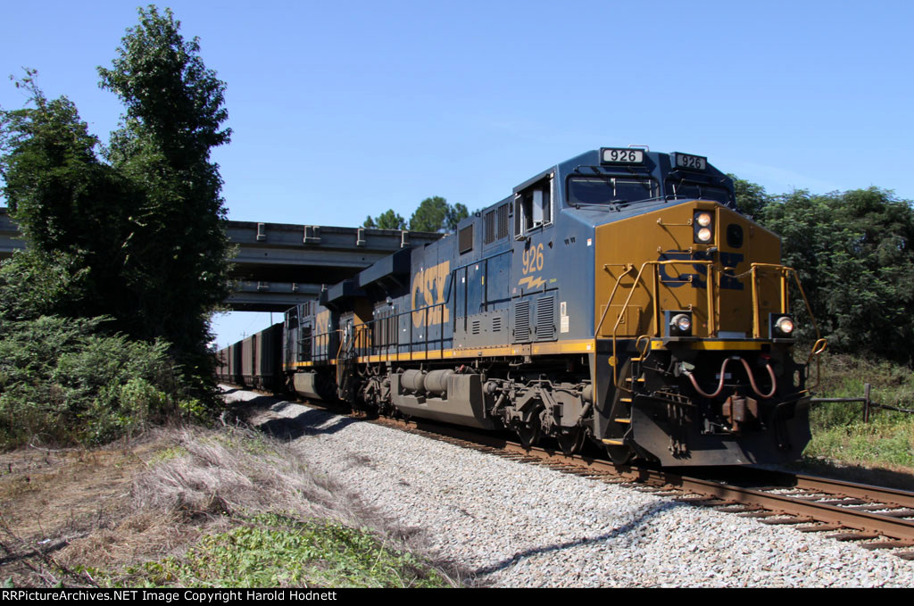CSX 926 & 911 lead a loaded coal train southbound